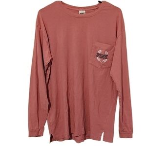PINK Victoria Secret Long Sleeve Shirt Salmon pink color medium